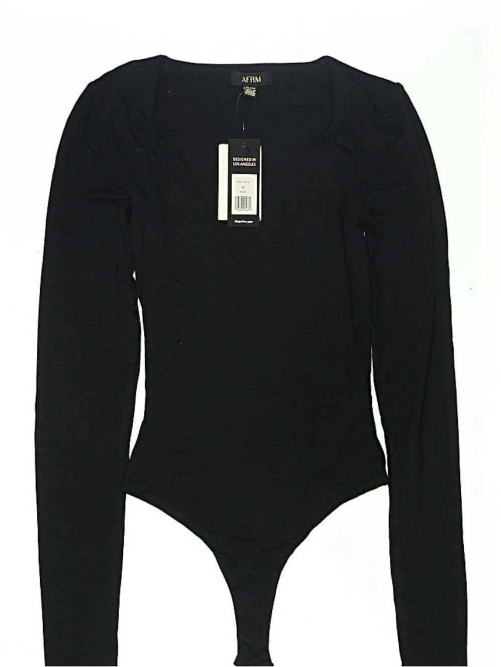 AFRM Black Long-Sleeve V-Neck Bodysuit